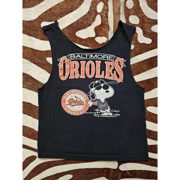 Vintage 1989 Baltimore Orioles MLB Snoopy Women's Crop Tank - Picture 1 of 4